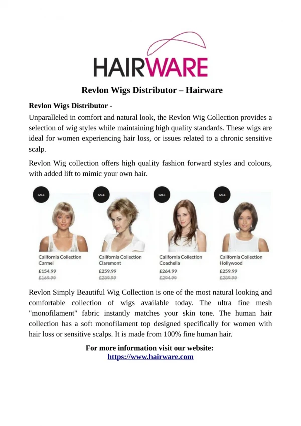 Revlon Wigs Distributor – Hairware