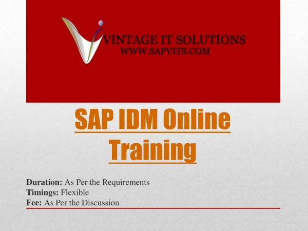SAP IDM Course Content PPT
