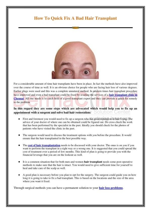How to Quick Fix a Bad Hair Transplant