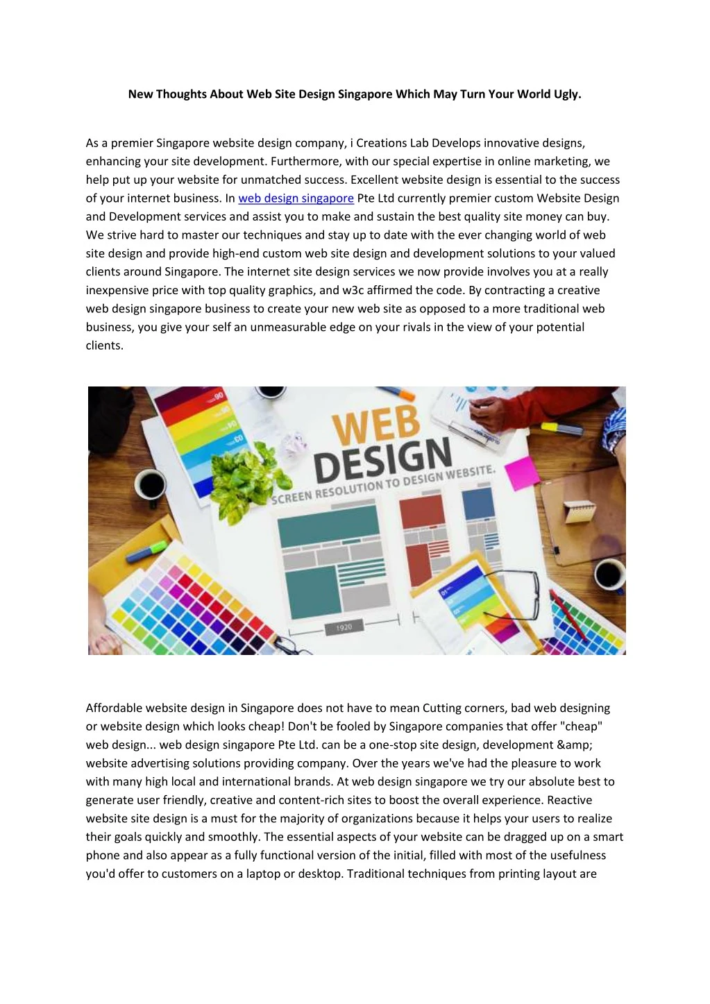 new thoughts about web site design singapore