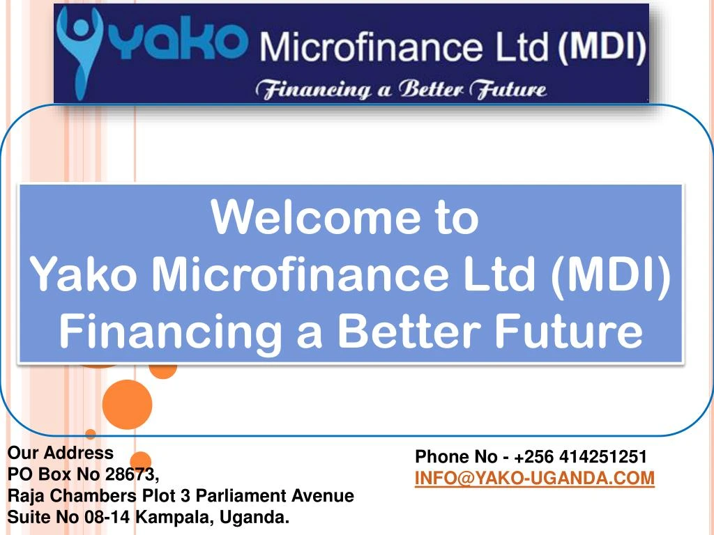 welcome to yako microfinance ltd mdi financing