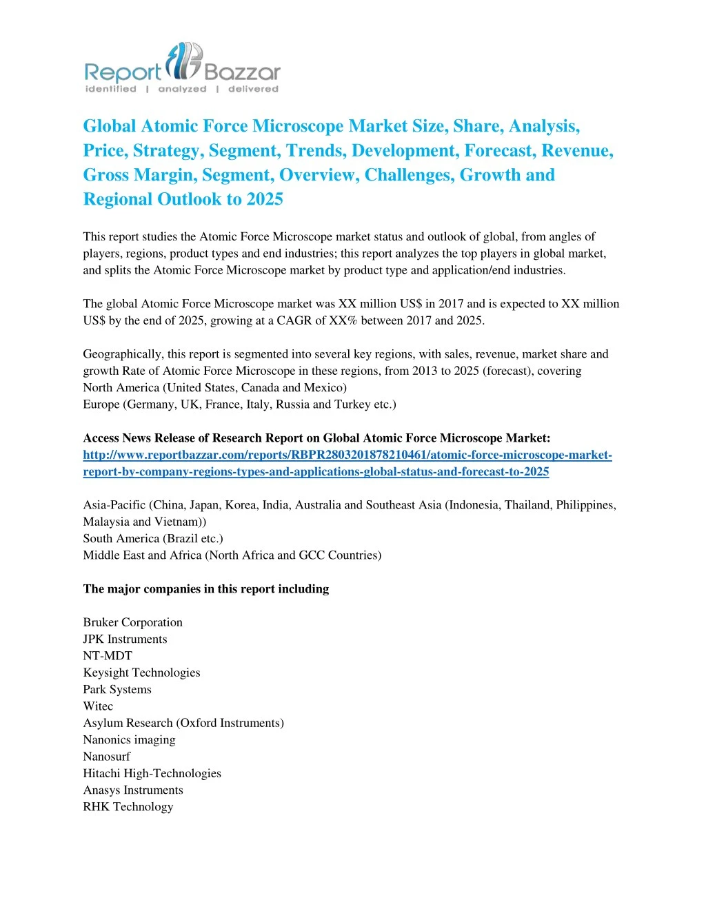 global atomic force microscope market size share