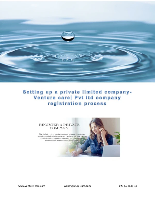 Setting up a private limited company-Venture care| Pvt ltd company registration process