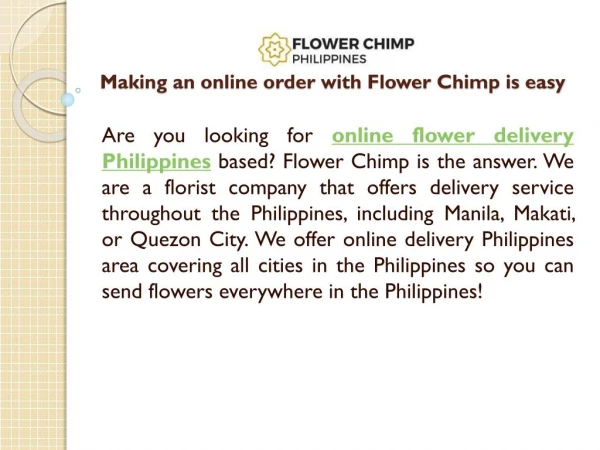 Making an online order with Flower Chimp is easy