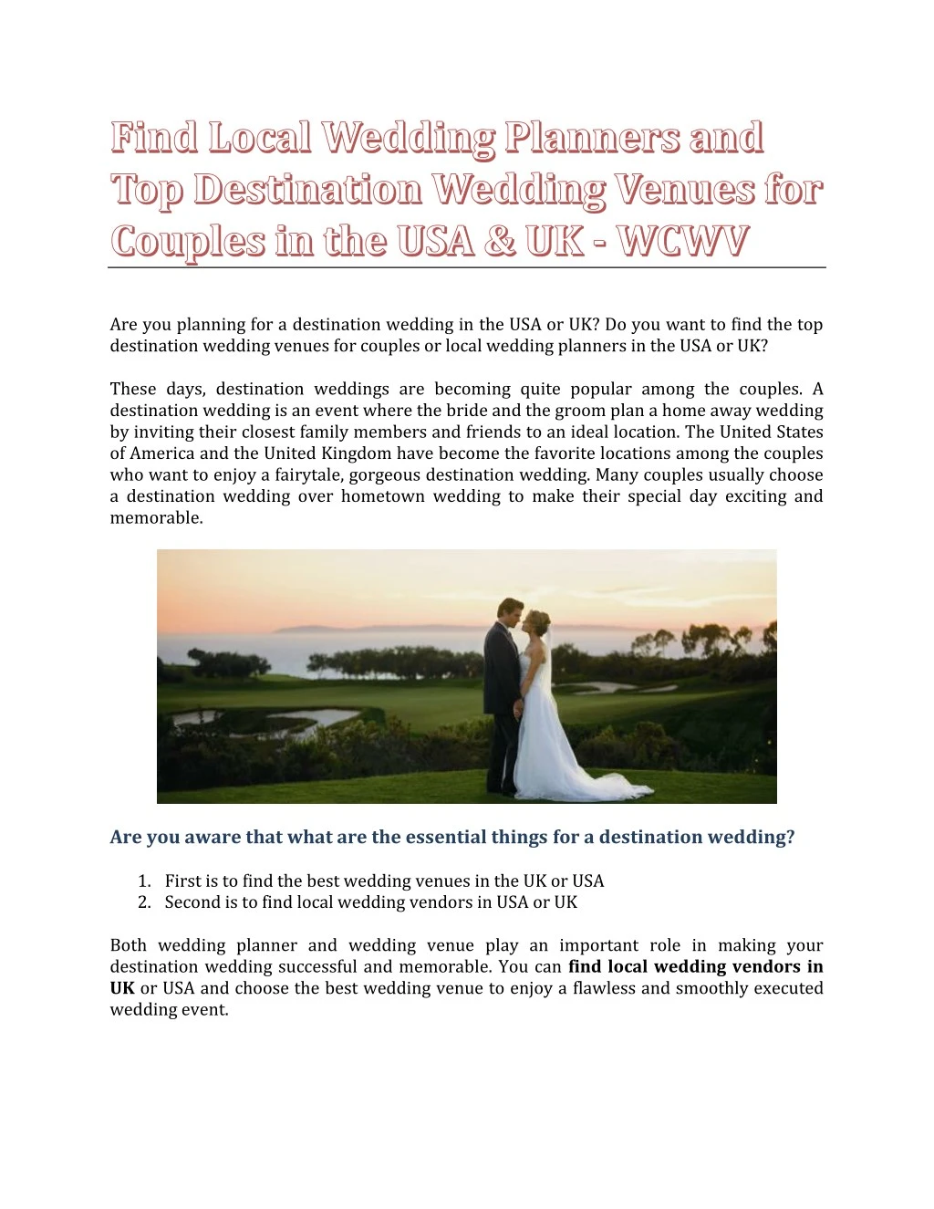 are you planning for a destination wedding
