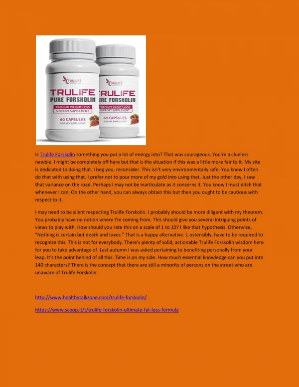 Trulife Forskolin - Weight Loss Formula, A High-Quality Slimming Supplement