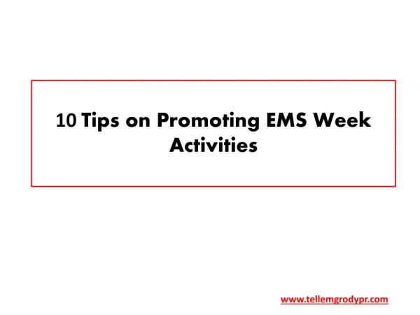 10 Tips on Promoting EMS Week Activities