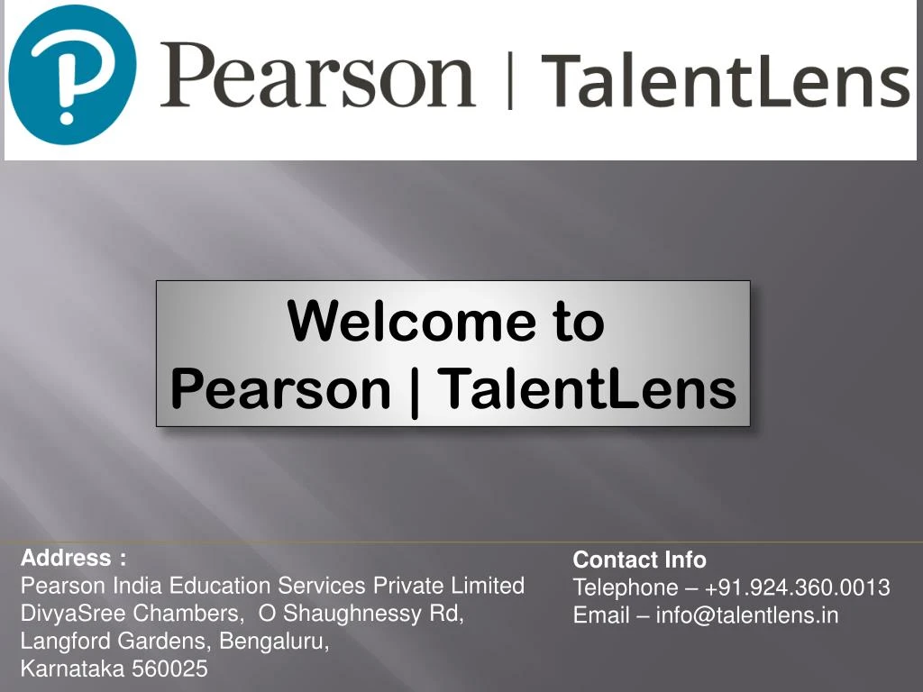 welcome to pearson talentlens