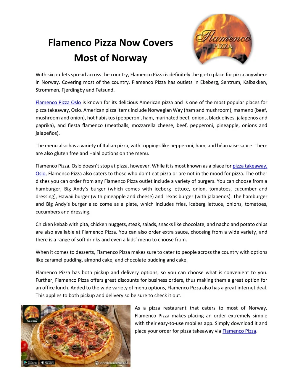 flamenco pizza now covers most of norway