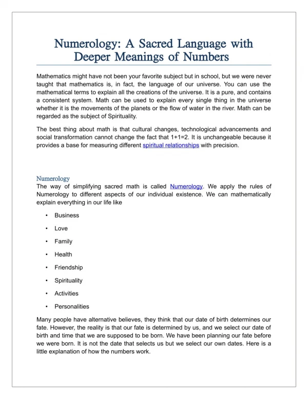 Numerology: A Sacred Language with Deeper Meanings of Numbers