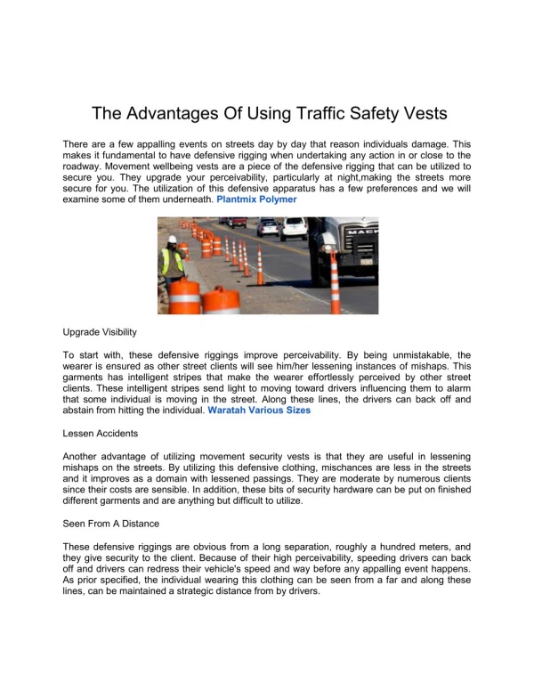 The Advantages Of Using Traffic Safety Vests