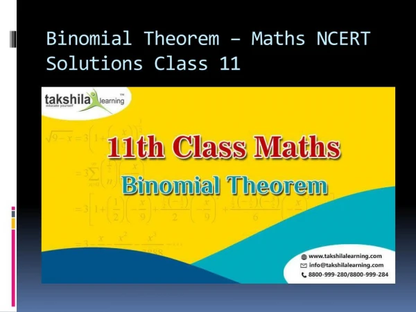 Important Topic Binomial Theorem For Maths NCERT Solutions Class 11