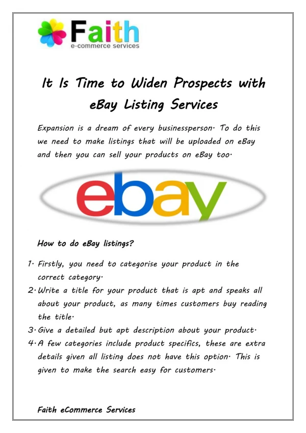 It Is Time to Widen Prospects with eBay Listing Services