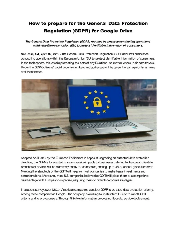 How to prepare for the General Data Protection Regulation (GDPR) for Google Drive