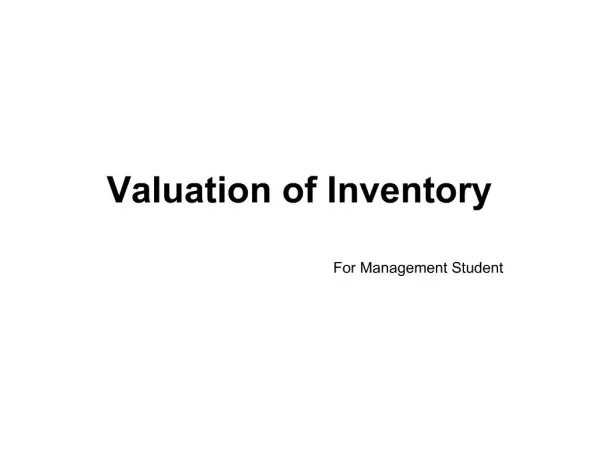 Valuation of Inventory