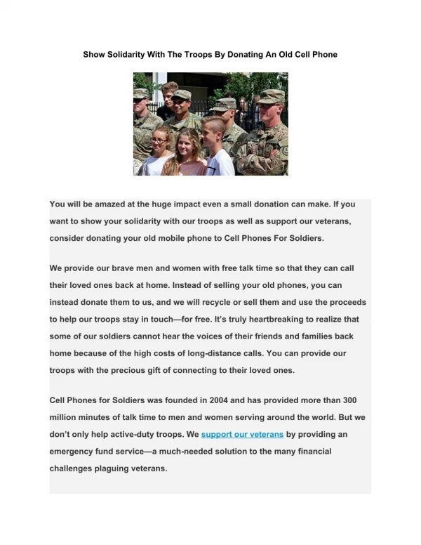 Show Solidarity With The Troops By Donating An Old Cell Phone