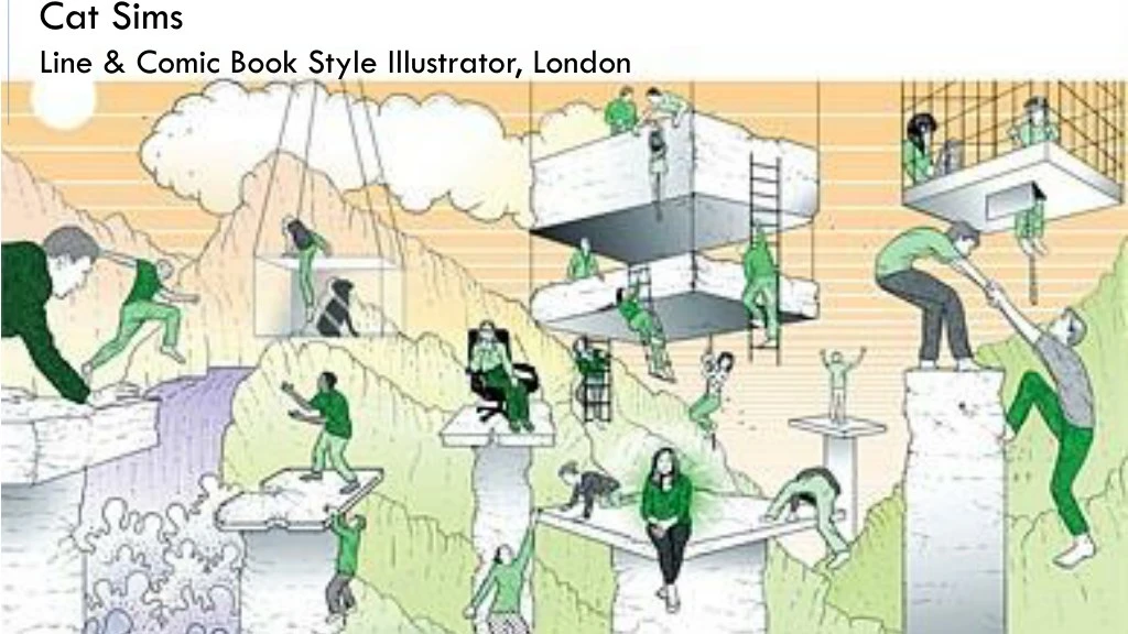 cat sims line comic book style illustrator london