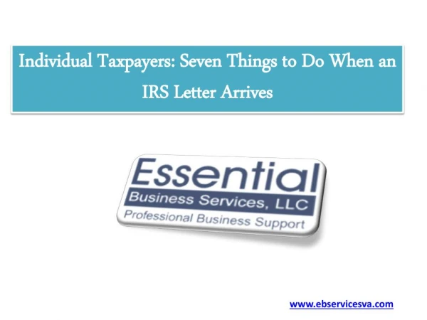 Individual Taxpayers: Seven Things to Do When an IRS Letter Arrives