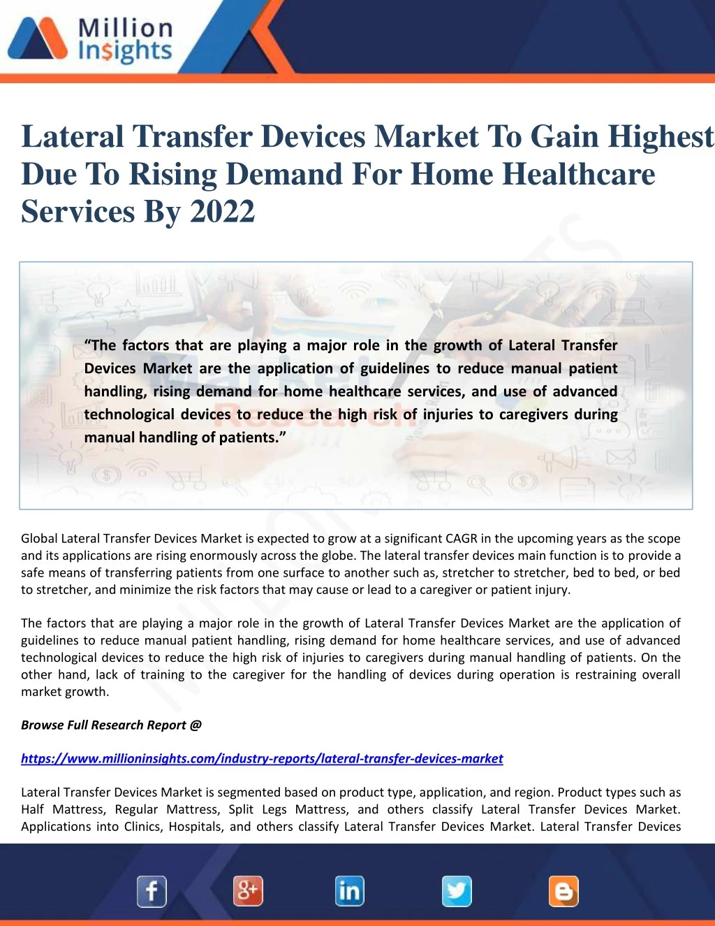 lateral transfer devices market to gain highest