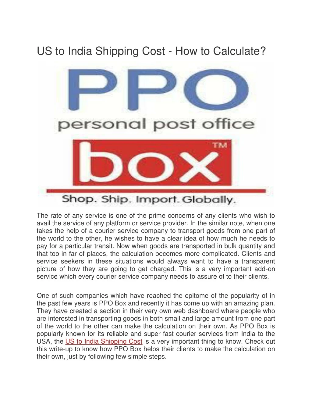 us to india shipping cost how to calculate