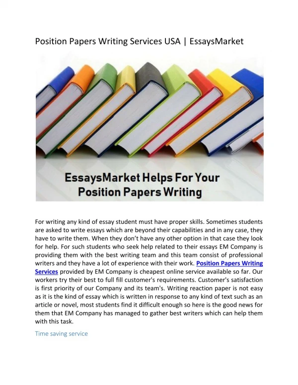 Position Papers Writing Services USA | EssaysMarket