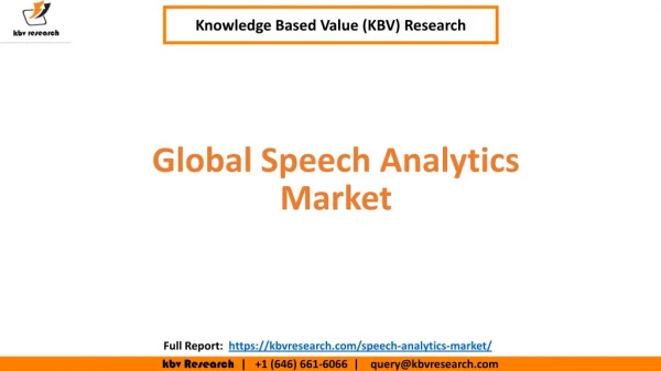 Global Speech Analytics Market Size and Share
