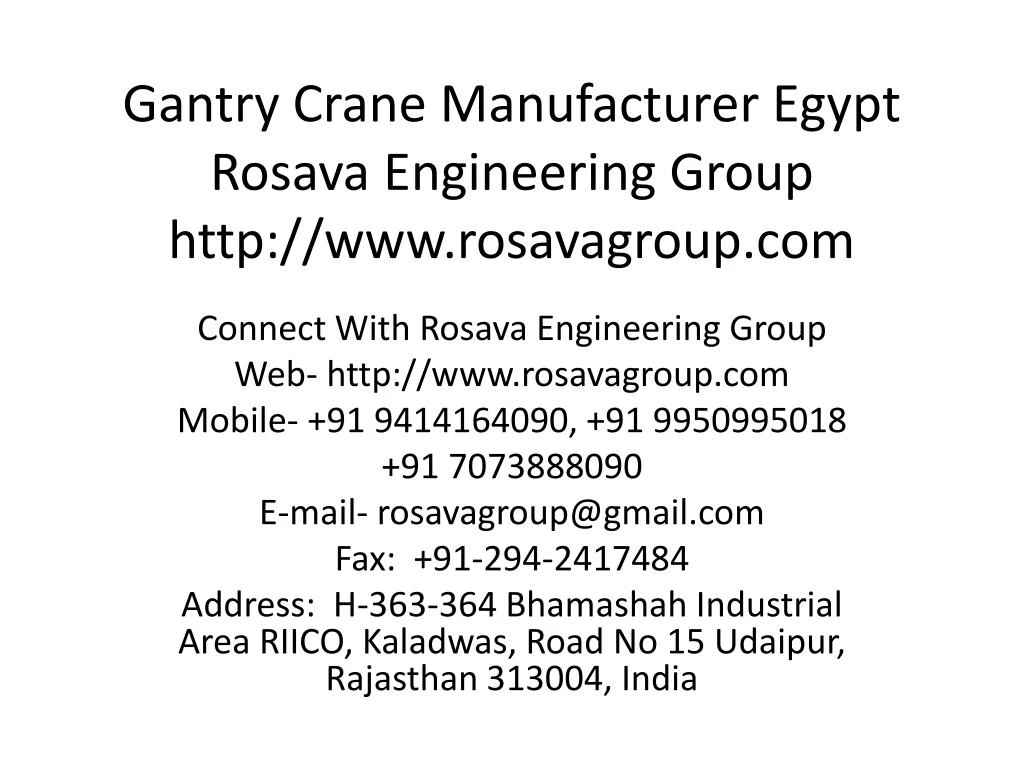 gantry crane manufacturer egypt rosava engineering group http www rosavagroup com