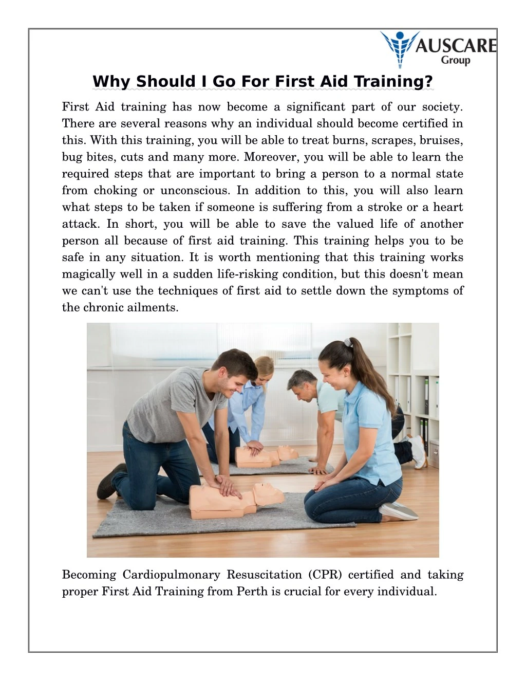 why should i go for first aid training