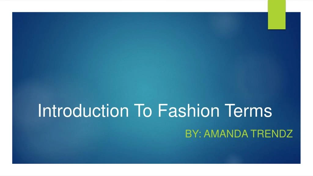 introduction to fashion terms