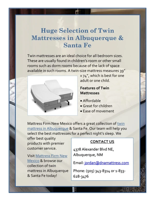 Huge Selection of Twin Mattresses in Albuquerque & Santa Fe