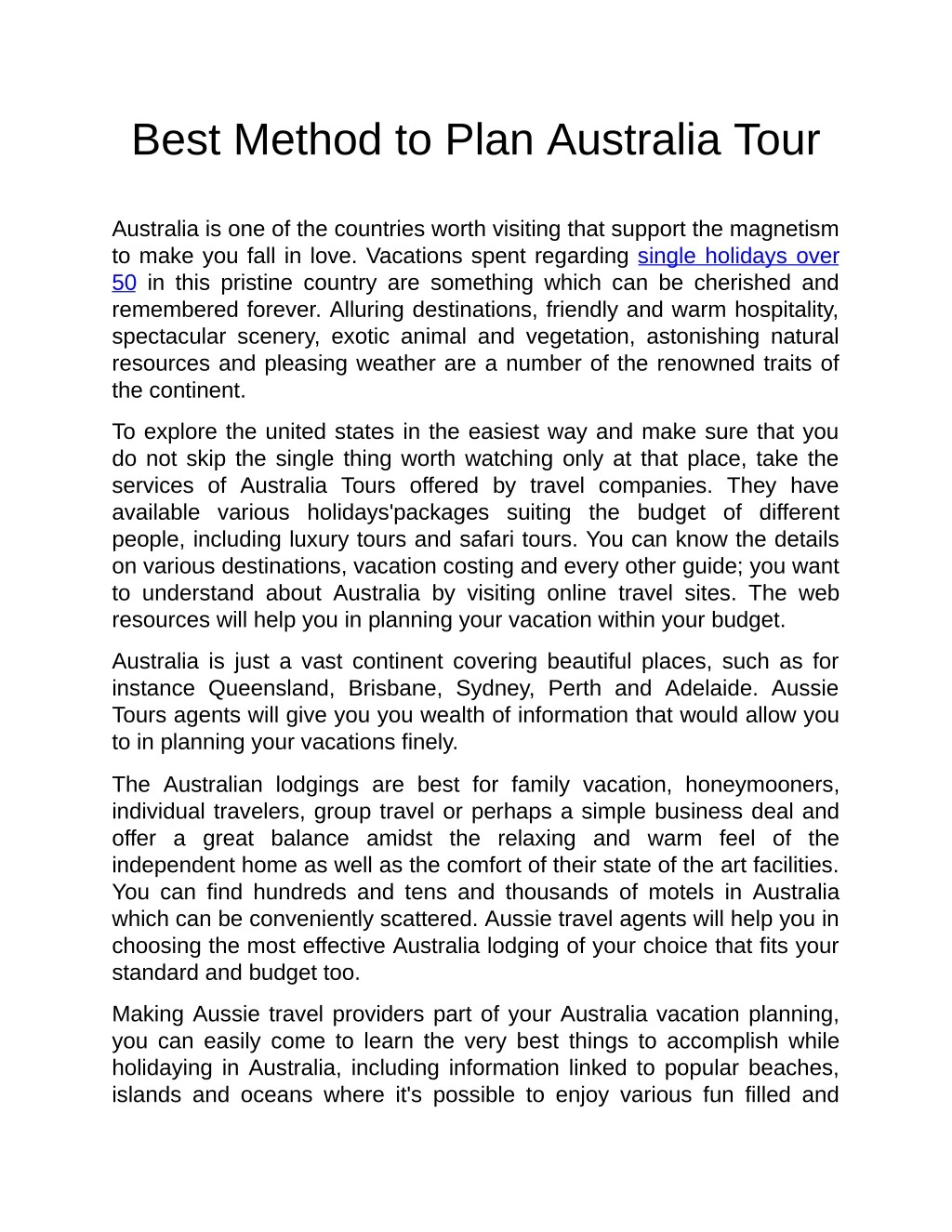 best method to plan australia tour