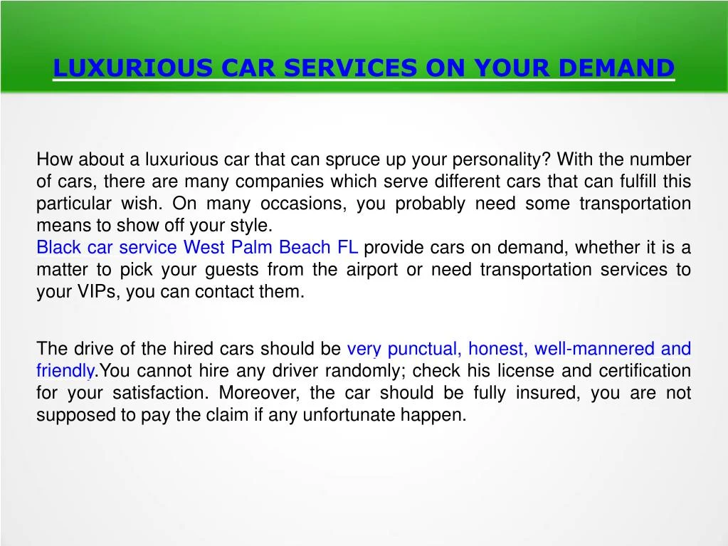 luxurious car services on your demand