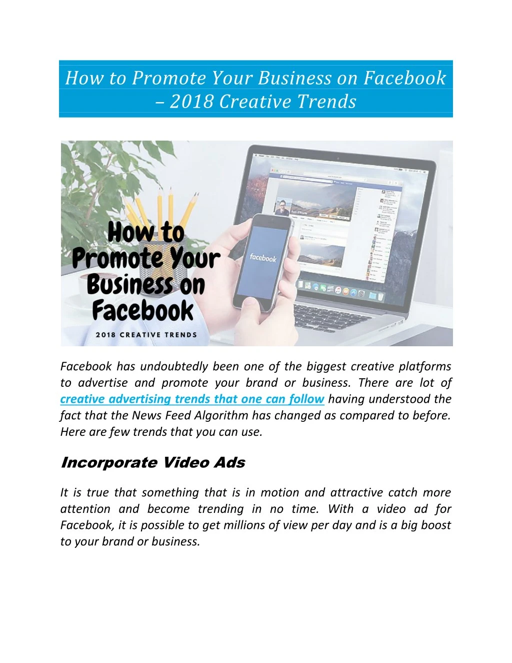 how to promote your business on facebook 2018
