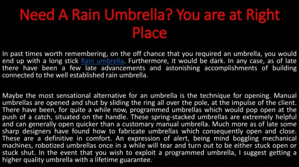 Need A Rain Umbrella? You are at Right Place