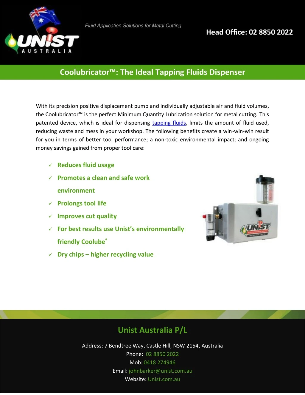 fluid application solutions for metal cutting