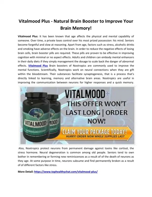 Vitalmood Plus - Boost IQ and Concentration Level Naturally!
