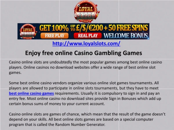 Enjoy free online Casino Gambling Games