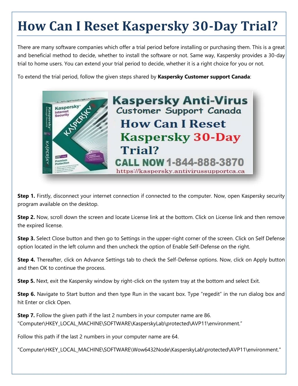 how can i reset kaspersky 30 day trial