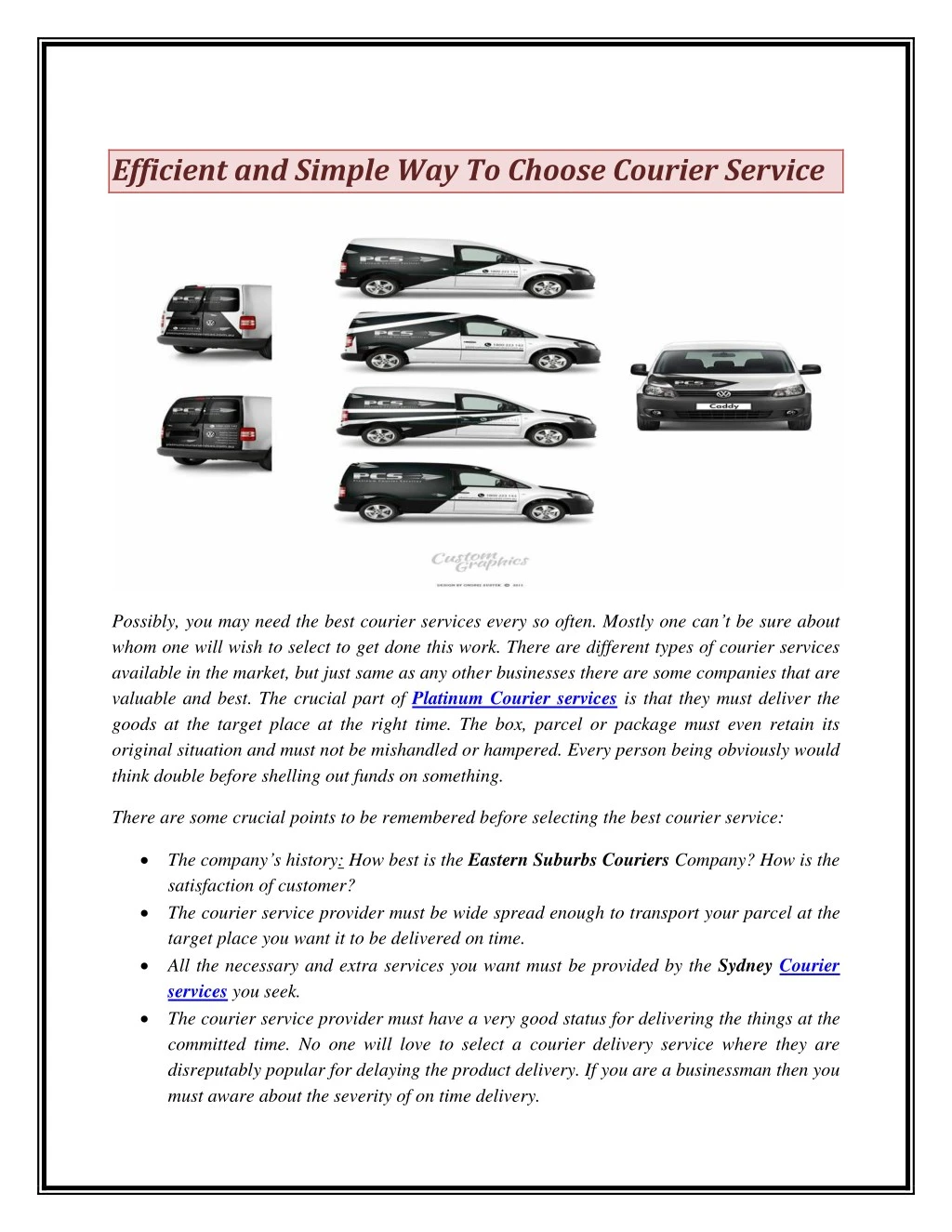 efficient and simple way to choose courier service