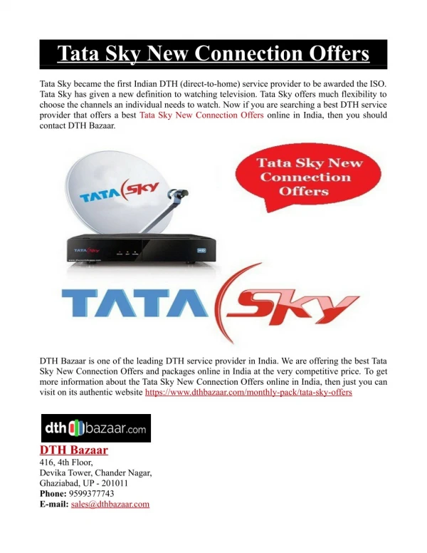 Tata Sky New Connection Offers in India