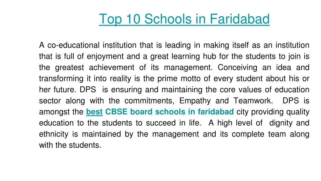 t op 10 schools in faridabad