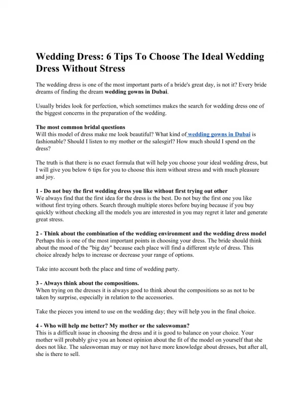 Wedding dress 6 tips to choose the ideal wedding dress without stress