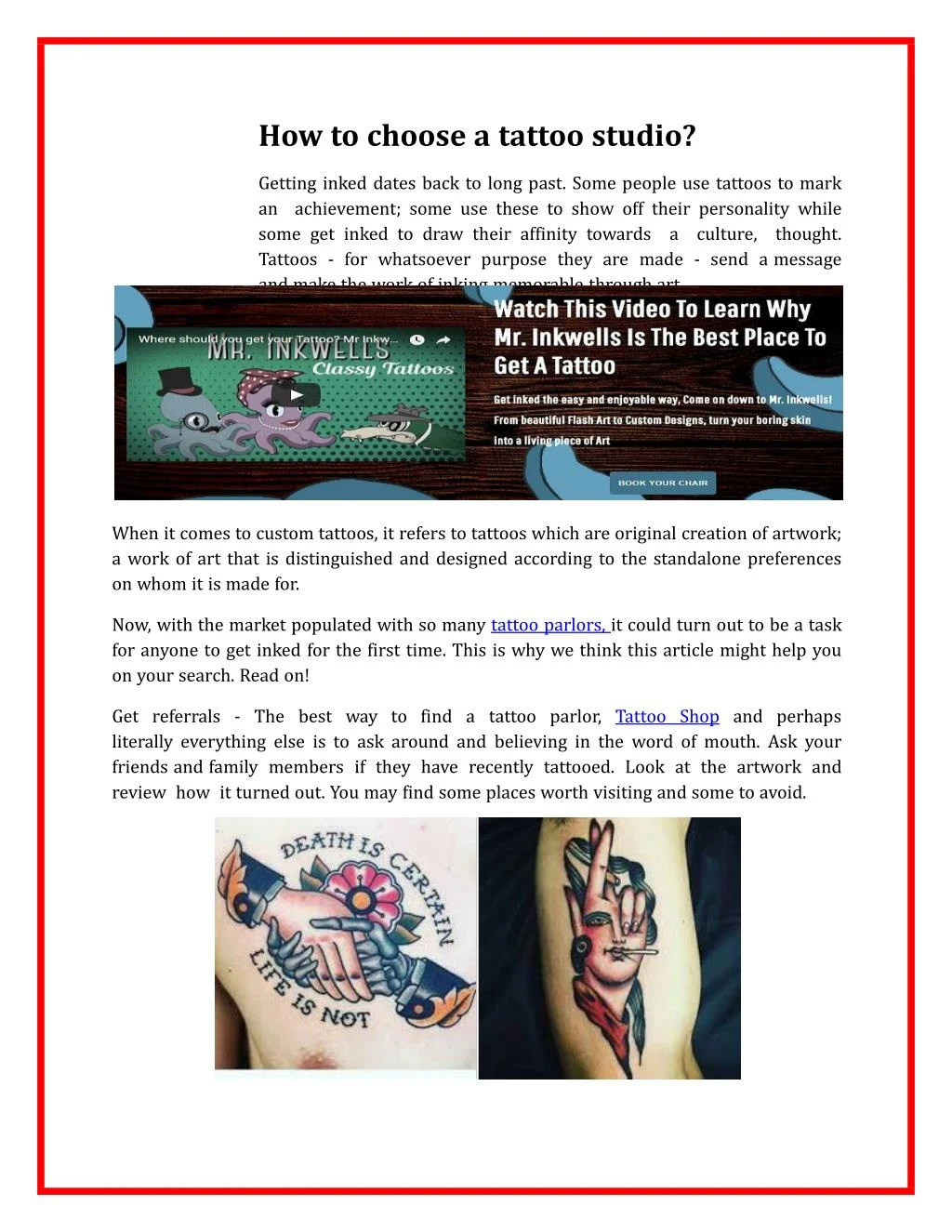 how to choose a tattoo studio getting inked dates