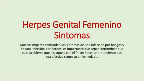 Herpes Genital Femenino Sintomas