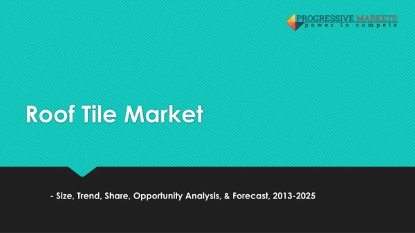 Roof Tile Market - Deep Industry Research and Global Forecast 2025