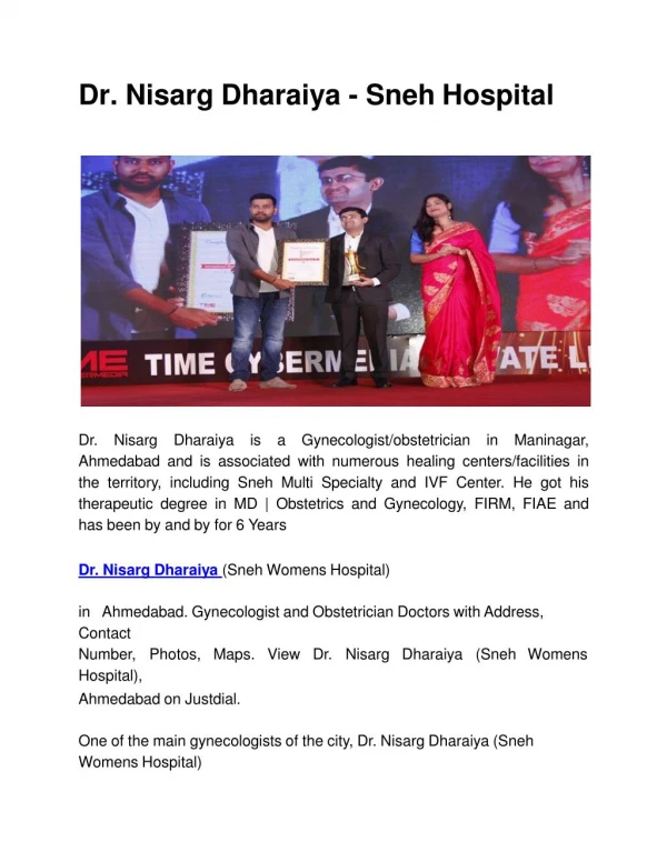Dr. Nisarg Dharaiya – Sneh Hospital
