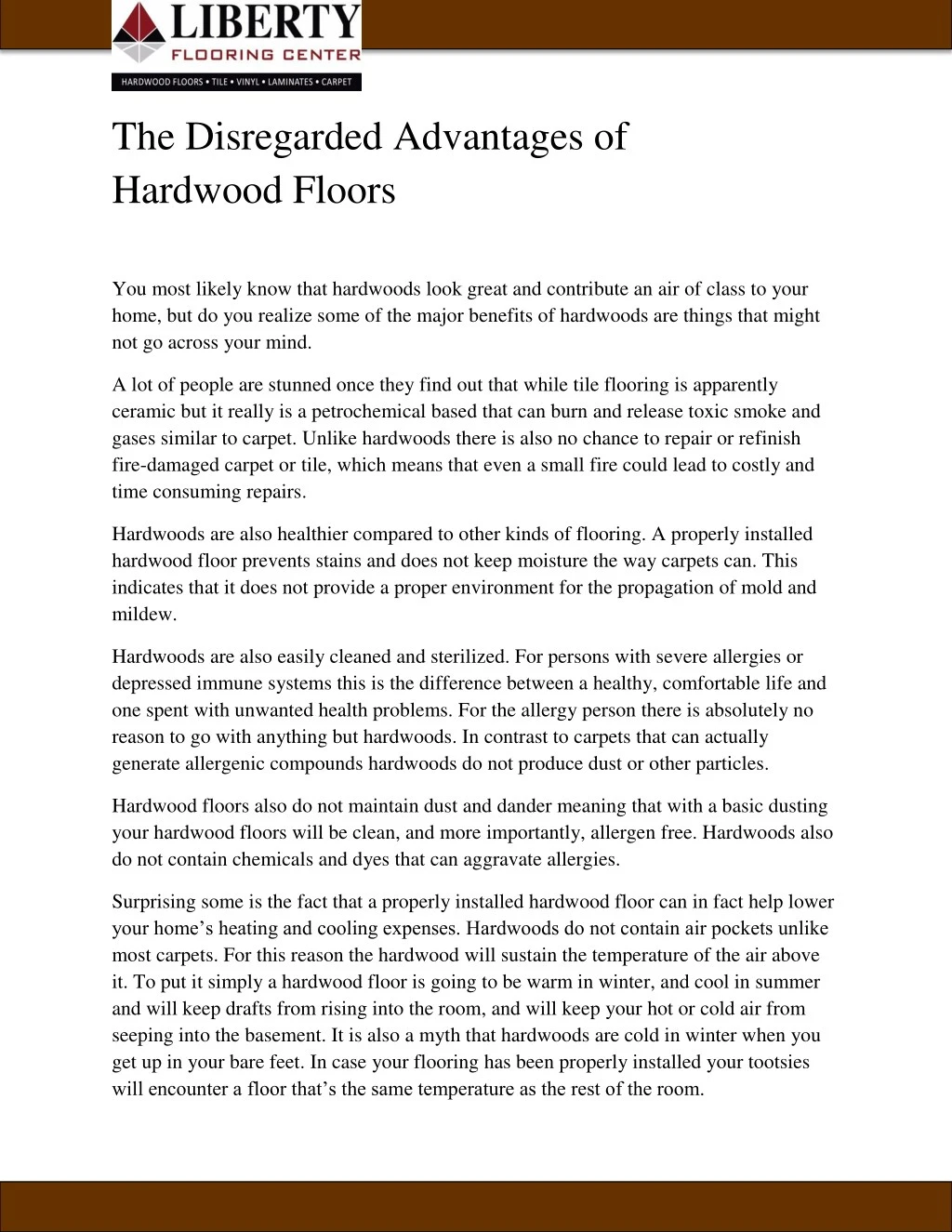the disregarded advantages of hardwood floors