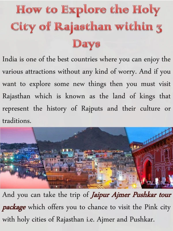 How to Explore the Holy City of Rajasthan within 3 Days