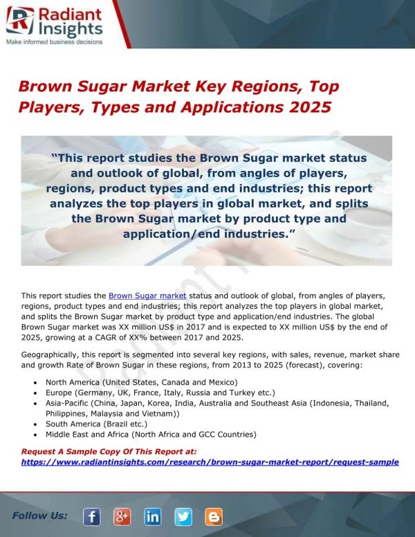 Brown Sugar Market Key Regions, Top Players, Types and Applications 2025