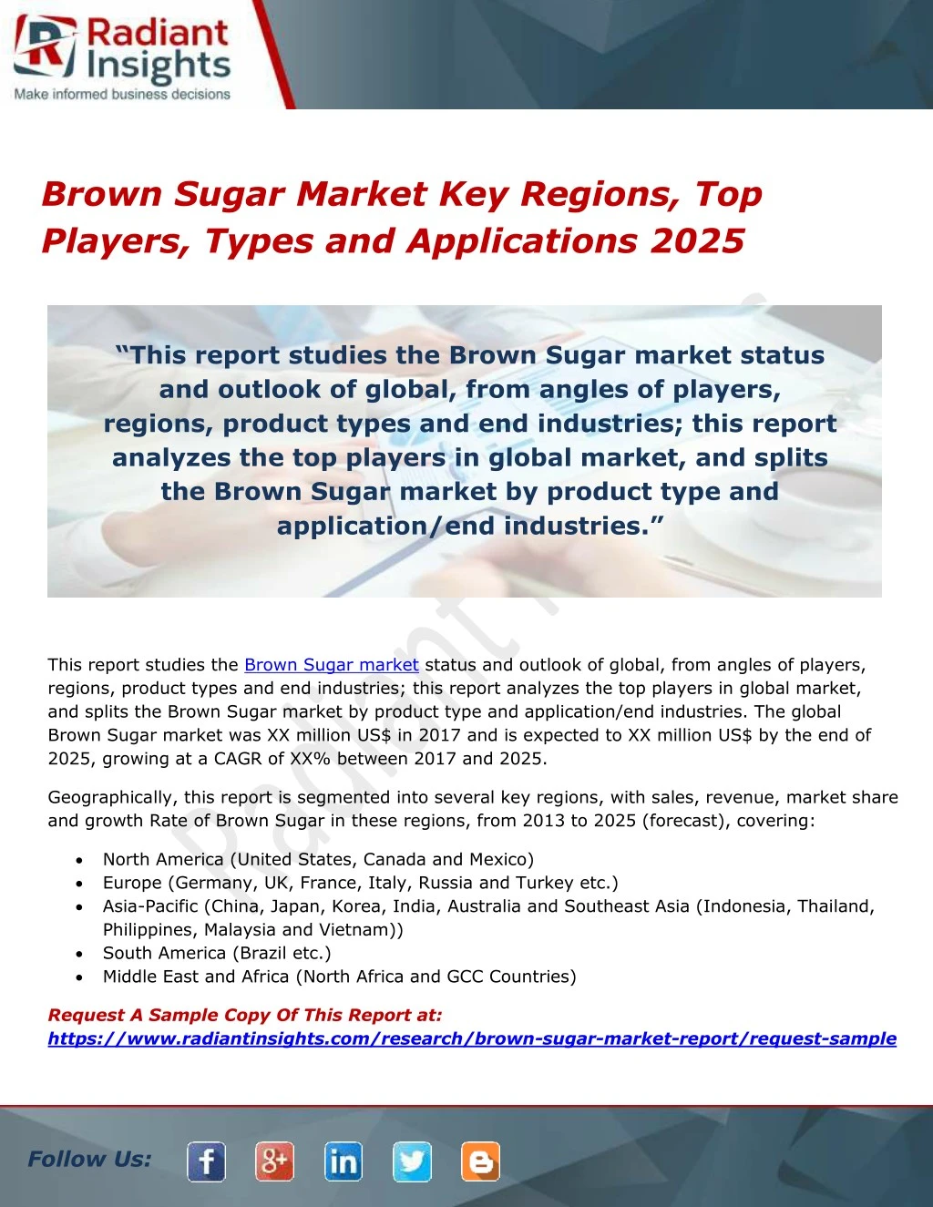 brown sugar market key regions top players types